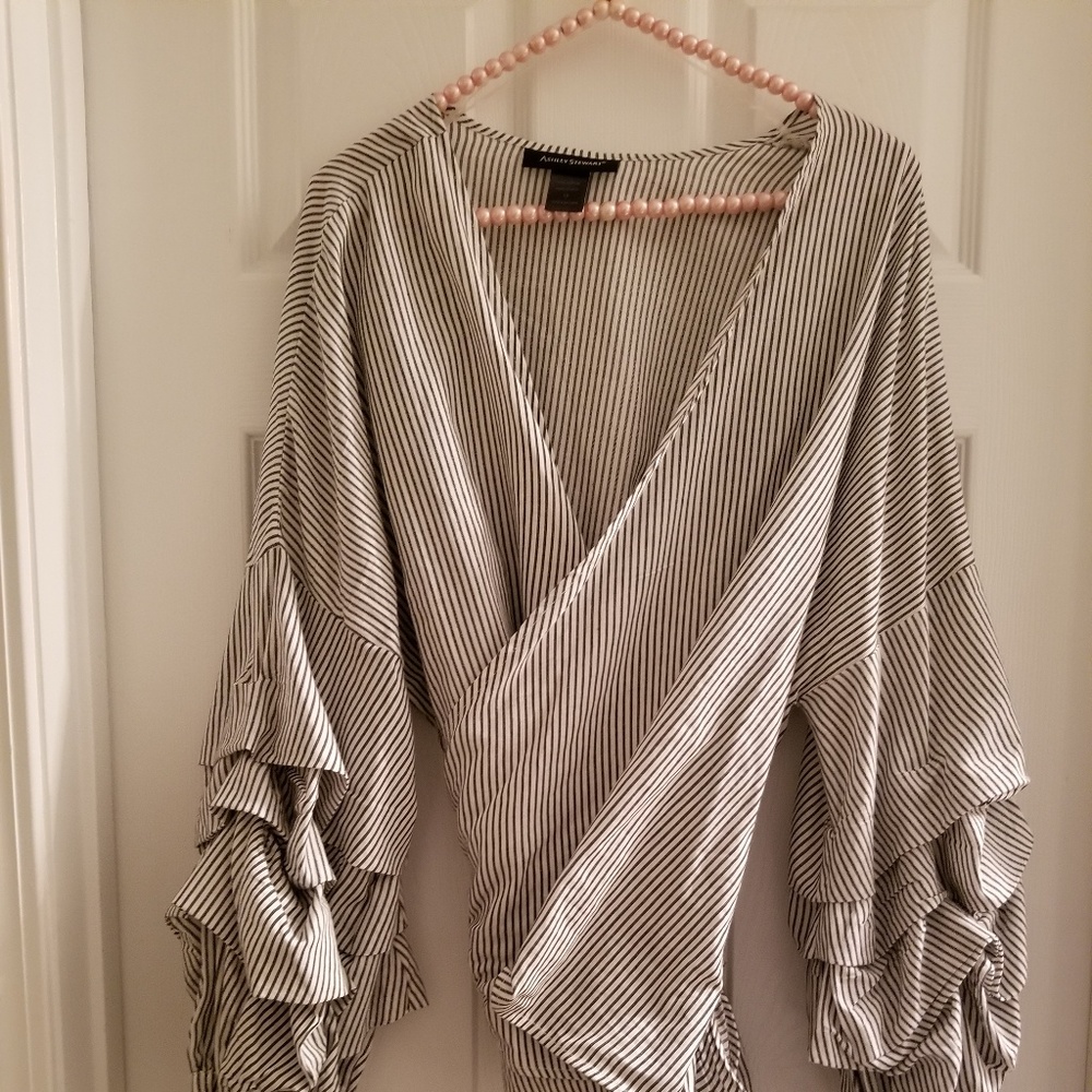 Ashley Stewart Stripped Wrap Shirt